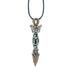 Tibet Om Mani Padme Hum Dzi Bead Dorje Vajra Pattern Wealth Rotatable Necklace Pendant
