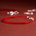 925 Sterling Silver Endless Knot Protection Luck Red String Bracelet Anklet