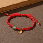 925 Sterling Silver Hetian Jade Blessing Wealth Red String Bracelet