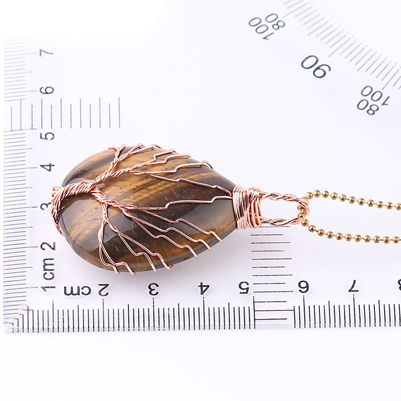 Natural Quartz Crystal Tree Of Life Healing Energy Necklace Pendant