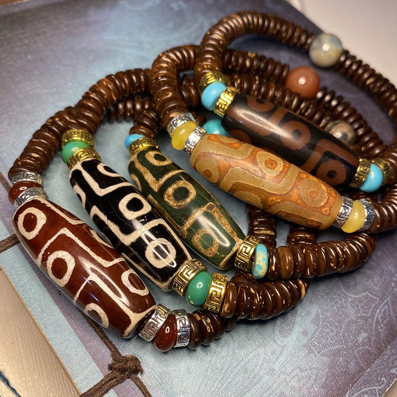 Tibetan Nine-Eye Dzi Bead Wealth Bracelet