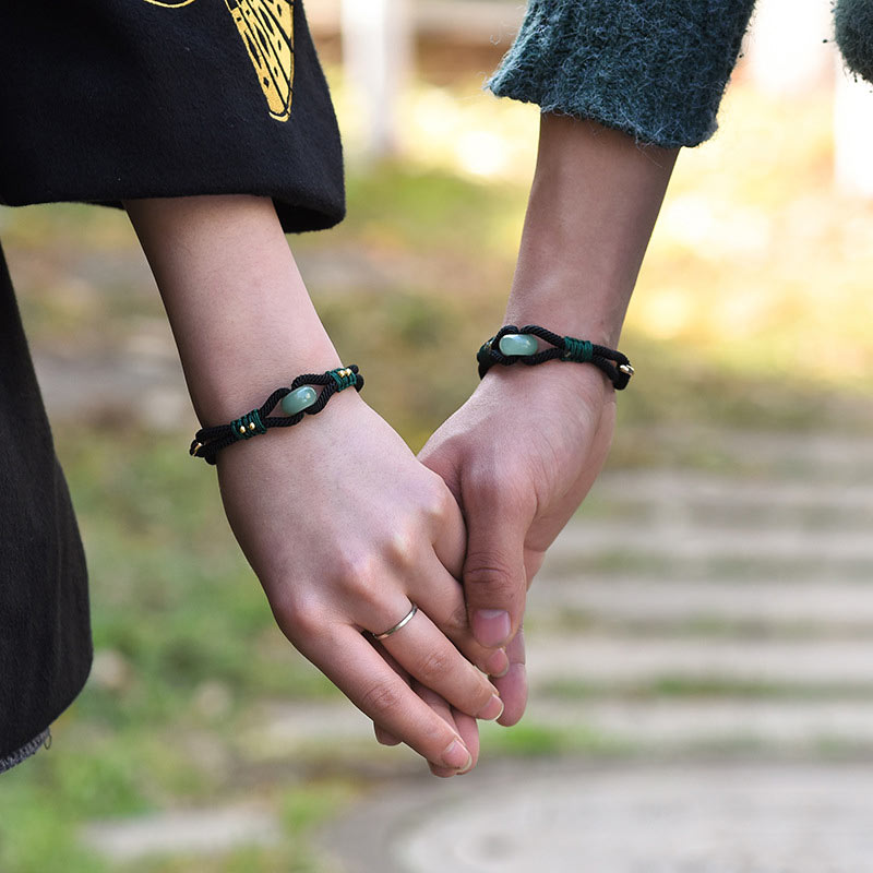 Tibetan Jade Lucky Black Rope Couple Bracelet