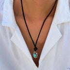 Round Turquoise Stone Protection Strength Necklace Pendant