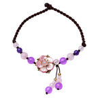 Natural Amethyst Rose Quartz Crystal Charm Lucky Healing Anklet