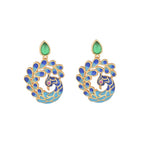 Natural White Peacock Green Agate Fortune Earrings