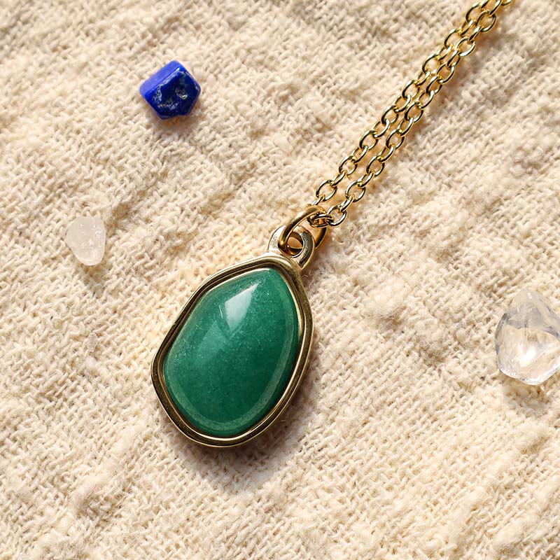 Natural Green Aventurine Amethyst Rose Quartz Blessing Necklace Pendant