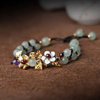 Green Aventurine Garnet Bead Flower Petal Luck Bracelet