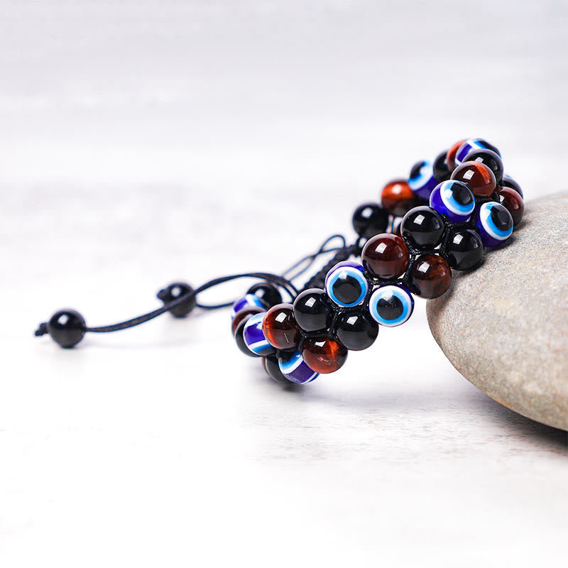 Evil Eye Hematite Tiger Eye Protection Beaded Bracelet
