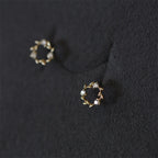 925 Sterling Silver Posts Copper Metal Tiny Wreath Stud Blessing Flower Earrings