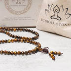 Tibetan 108 Natural Tiger Eye Gemstone Beads Prayer Mala Bracelet Necklace