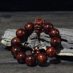 Rosewood Green Sandalwood Small Leaf Red Sandalwood Dragon Carved Protection Bracelet