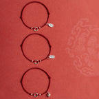925 Sterling Silver Lucky Fortune Peace Joy Lotus Peace Buckle Red String Bracelet