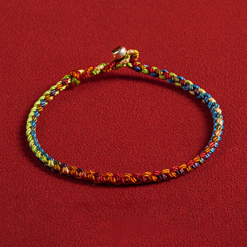 "May you be blessed with peace and safety in all four seasons" Lucky Multicoloured Bracelet