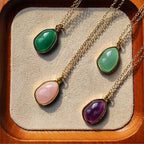 Natural Green Aventurine Amethyst Rose Quartz Blessing Necklace Pendant