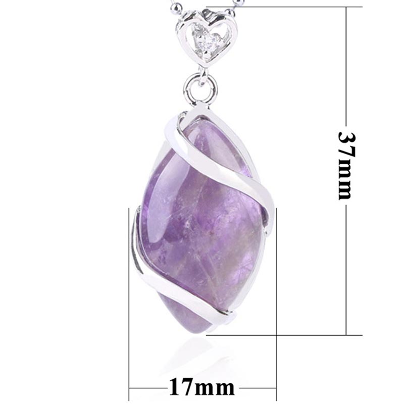 Marquise Pattern Natural Crystal Stone Charm Necklace Pendant