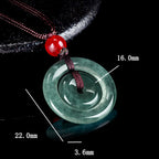 Green Jade Double Peace Buckle Abundance Necklace Pendant
