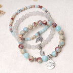 3PCS Natural Quartz Crystal Beaded Healing Energy Lotus Bracelet
