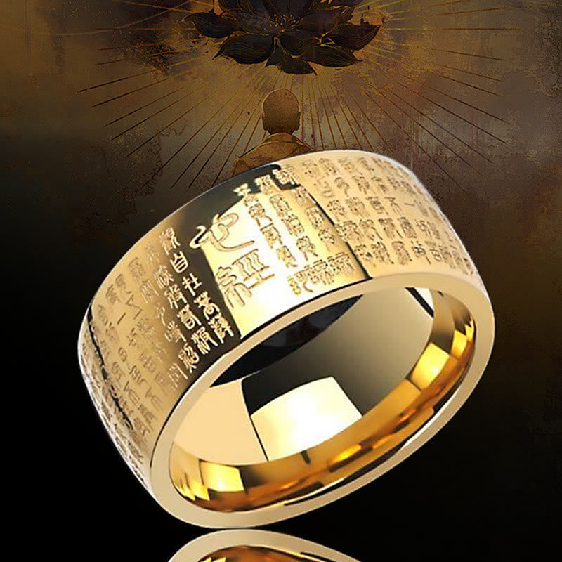 Feng Shui Buddhism Ancient Heart Sutra Lucky Ring