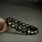 Gold Sheen Obsidian Silver Sheen Obsidian Lovely Paw Lucky Cat Protection Bracelet