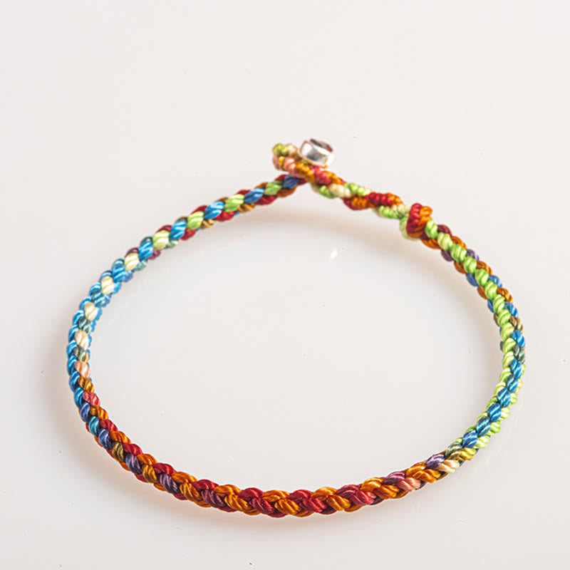 "May you be blessed with peace and safety in all four seasons" Lucky Multicoloured Bracelet