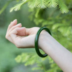Cyan Jade Longevity Blessing Bangle Bracelet