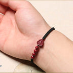 Laughing Buddha Avalokitesvara Cinnabar Blessing String Bracelet