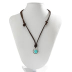 Round Turquoise Stone Protection Strength Necklace Pendant