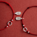 925 Sterling Silver Lucky Fortune Peace Joy Lotus Peace Buckle Red String Bracelet