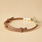Natural Hetian Jade Pearl Peace Buckle Luck Bracelet