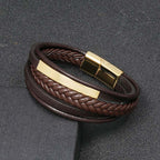 Simple Design Titanium Steel Leather Luck Bracelet