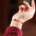 Natural Lucky Cinnabar Bead Blessing String Bracelet Anklet