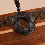 Small Leaf Red Sandalwood Ebony Wood One's Luck Improves Design Patern Protection Necklace Pendant