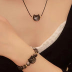Gold Sheen Obsidian Silver Sheen Obsidian Lovely Paw Lucky Cat Protection Bracelet