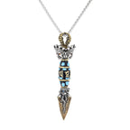 Tibet Om Mani Padme Hum Dzi Bead Dorje Vajra Pattern Wealth Rotatable Necklace Pendant