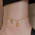 18k Gold Plated Copper Lucky Gourd Design Wealth Buckle Anklet