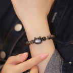 Gold Sheen Obsidian Silver Sheen Obsidian Lovely Paw Lucky Cat Protection Bracelet