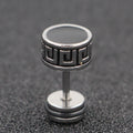 Cool Men Titanium Steel Balance Round Stud Earrings