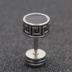 Cool Men Titanium Steel Balance Round Stud Earrings
