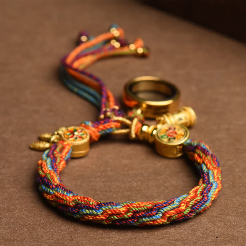 Tibetan Om Mani Padme Hum Dreamcatcher Luck Colourful Reincarnation Knot String Bracelet