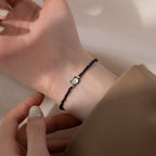 14K Gold Plated Black Spinel White Crystal Cute Cat Tridacna Stone Healing Bracelet