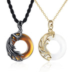 Obsidian Chalcedony Meditation Round Pendant Necklace