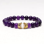 Natural Stone King & Queen Crown Healing Energy Beads Couple Bracelet