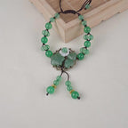 Natural Green Jade Luck Dangling Flower Bracelet