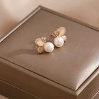 18k Gold Plated Pearl Butterfly Love Freedom Stud Earrings