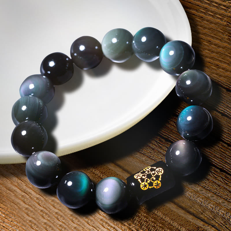 Natural Rainbow Obsidian Positive Transformation Bracelet