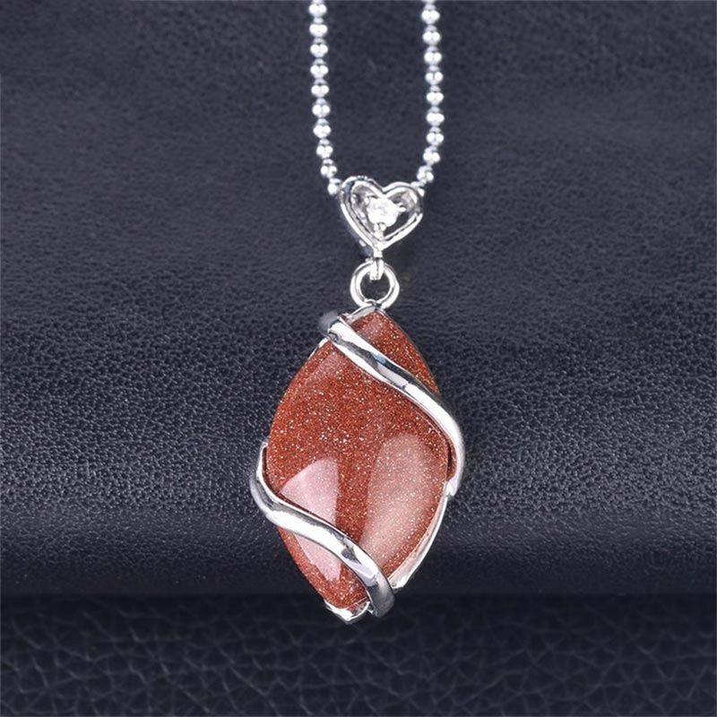 Marquise Pattern Natural Crystal Stone Charm Necklace Pendant
