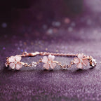 Pink Crystal Four Leaf Clover Love Chain Bracelet
