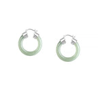 Round Jade White Jade Prosperity Earrings