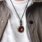 Lucky Coin Pendant Healing Crystal Gemstone Necklace
