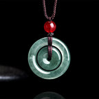Green Jade Double Peace Buckle Abundance Necklace Pendant